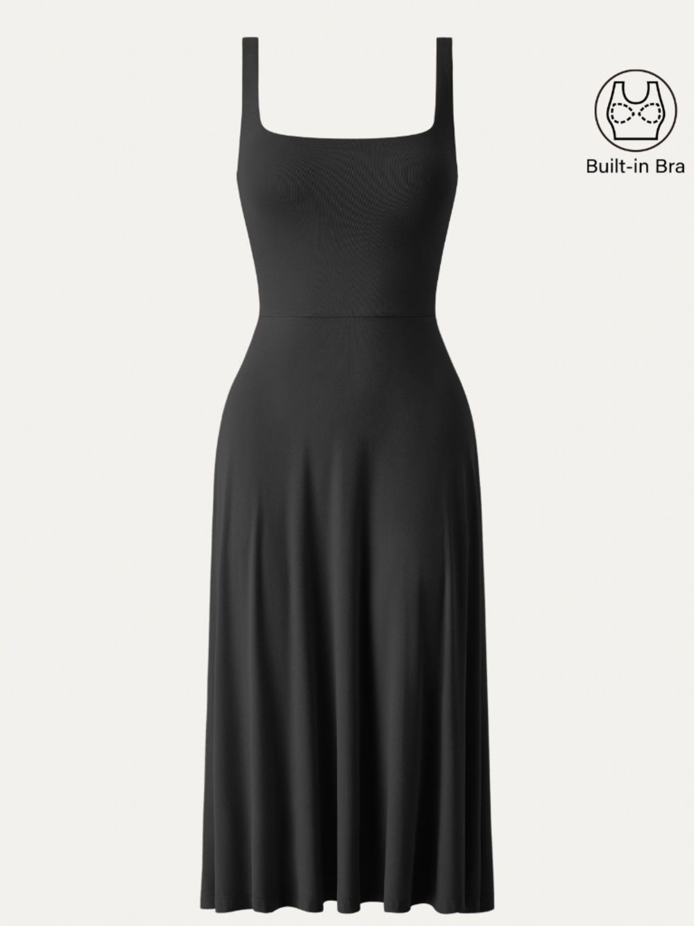 OGL Eco-SkinKiss® Square Neck Flowy New Airy Bra Midi Dress NWT